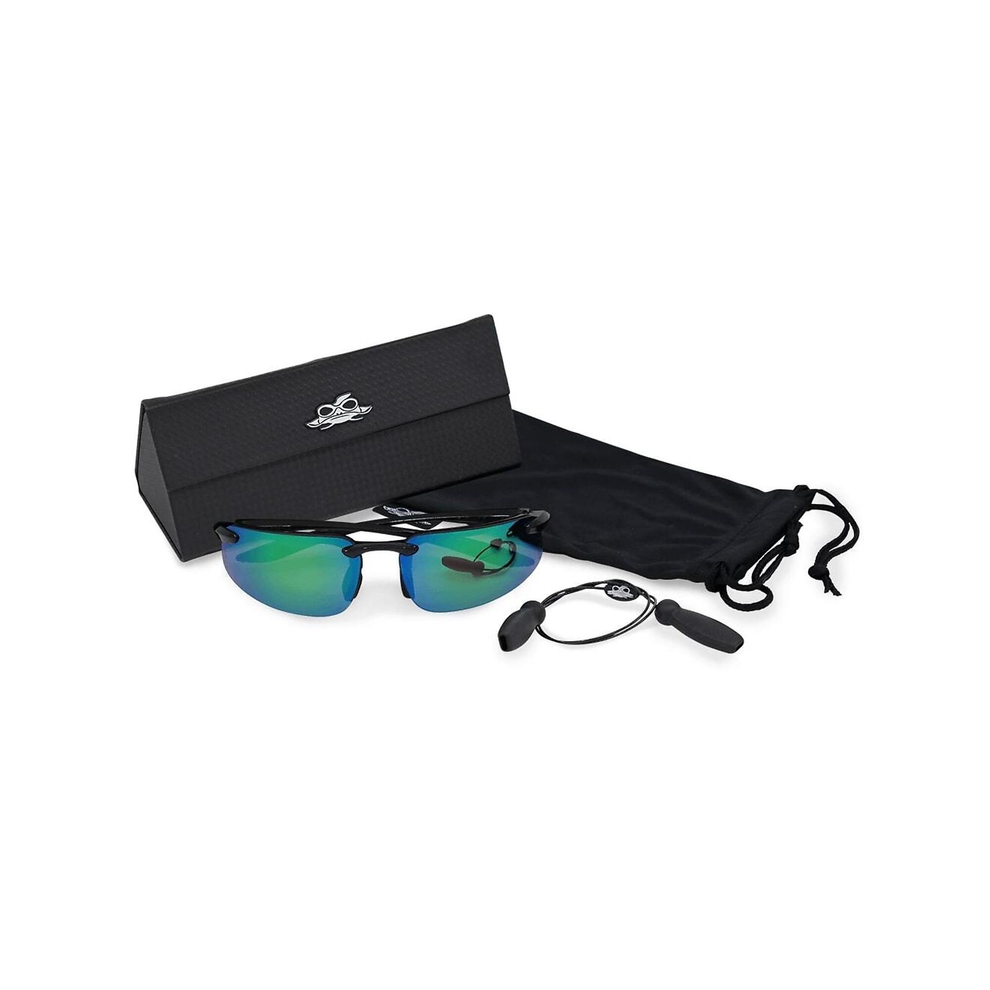 Bullhead Safety Bowfin™, Green Mirror Polarized, Clear Frame Safety Glasses, Frame Color Clear, Lens Color Green, ANSI Z87 Compliant, Model# 360-11125
